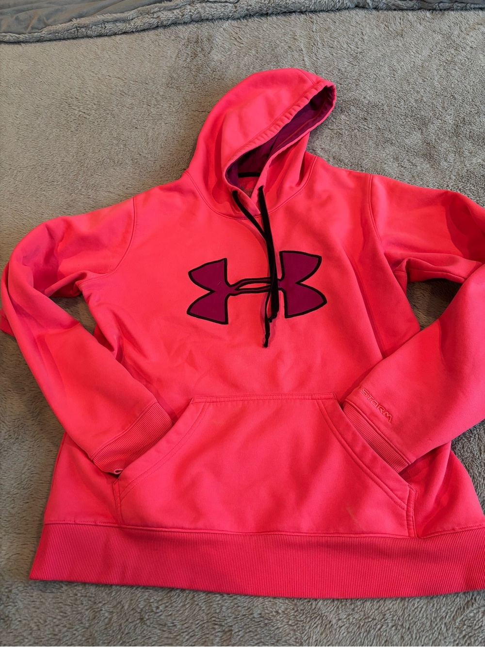 Under Armour Pink Pullover Hoodie with Dark Pink Logo